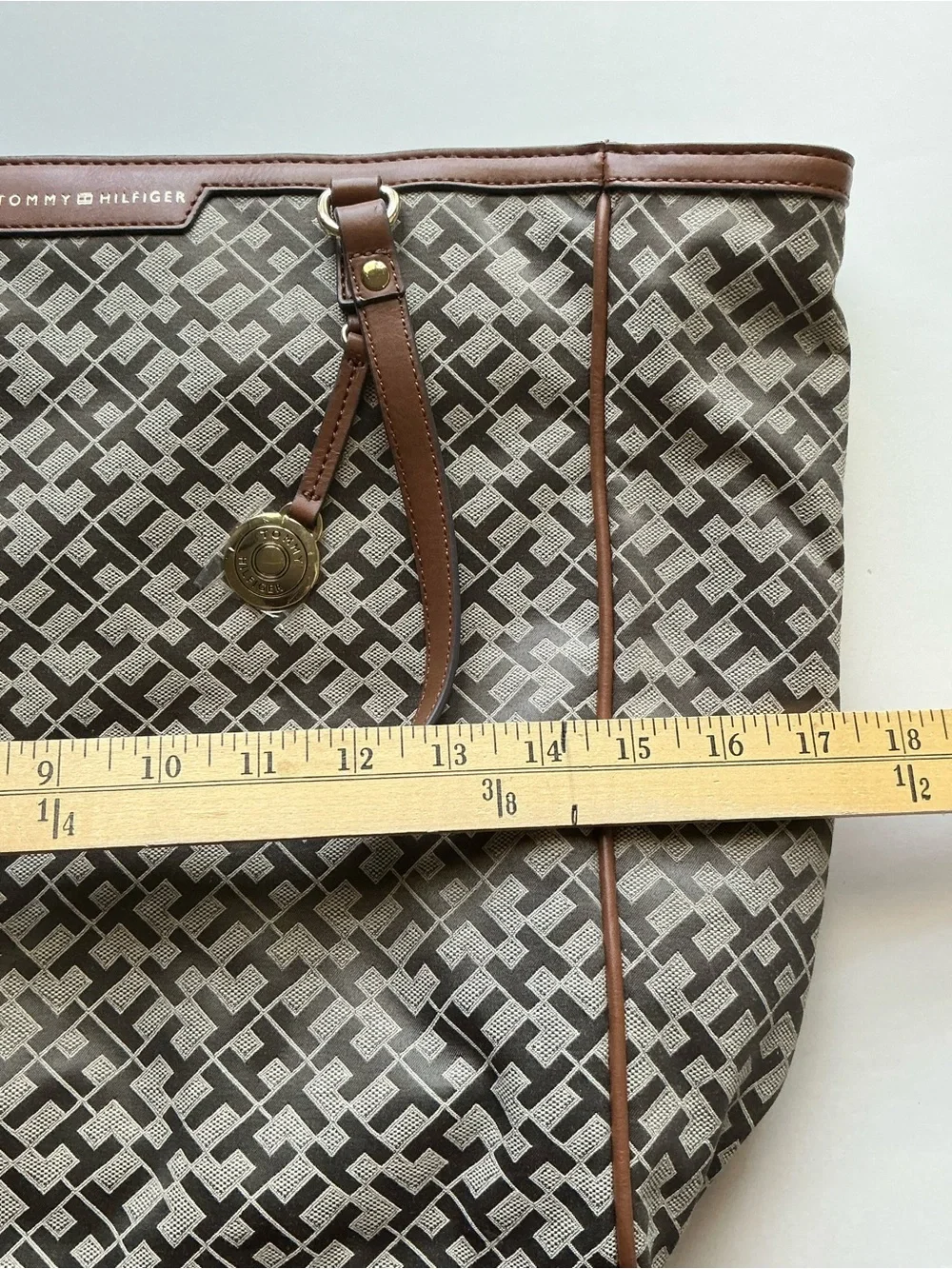 Tommy Hilfiger Brown and Beige Monogram Duffel Bag